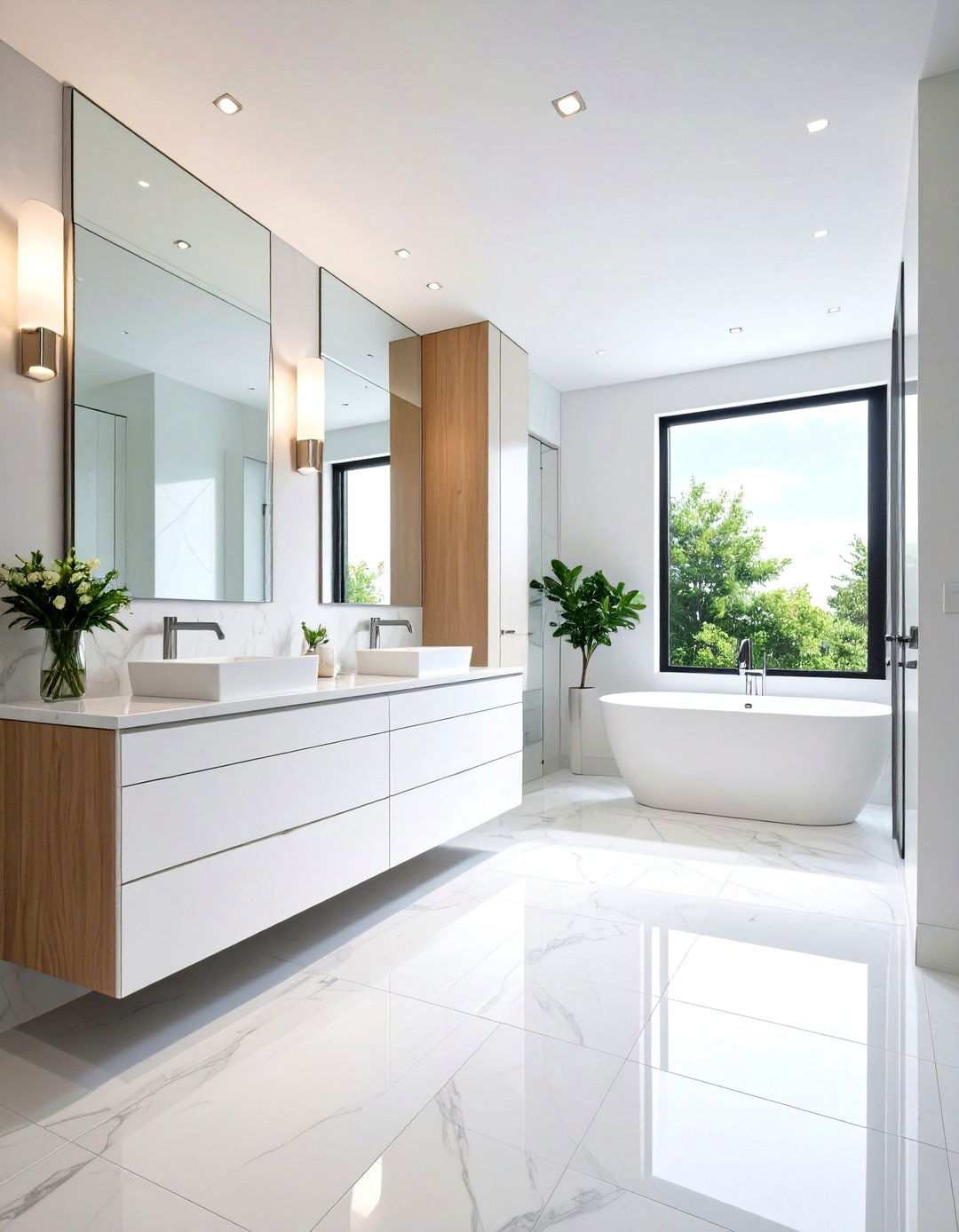 Monochromatic Bathroom Elegance - 20 Aesthetic Bathroom Ideas