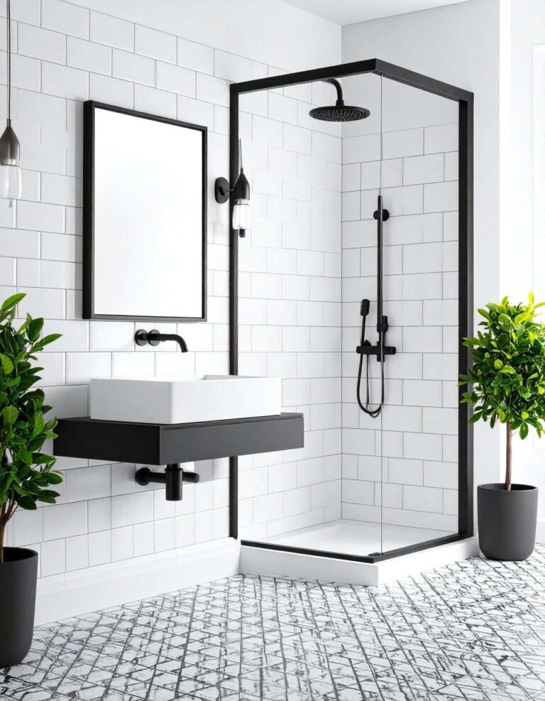 Monochrome Contrast Black Fixtures and White Subway Tile - 20 Bathroom With Black Fixtures