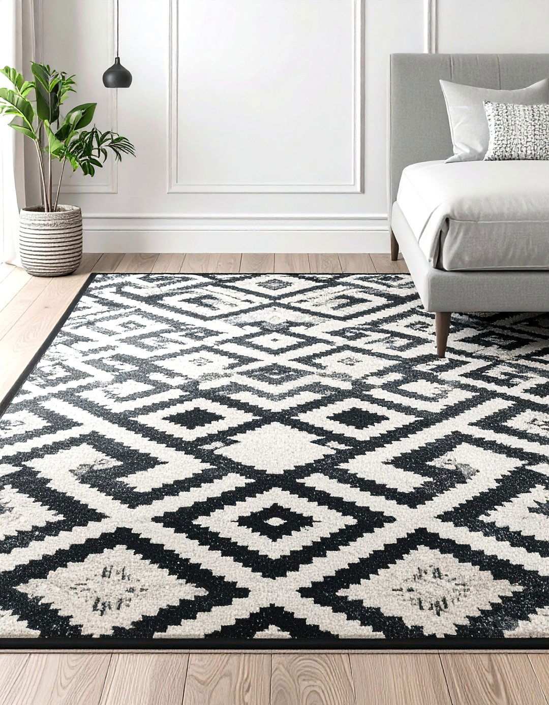Monochrome High Contrast Carpet - 20 Bedroom Carpet Ideas