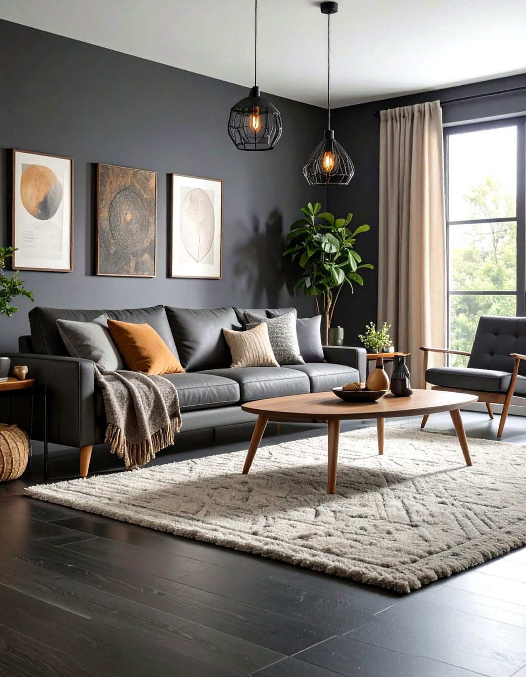 Monochrome Layering for Depth - 20 Black Floor Living Room Ideas