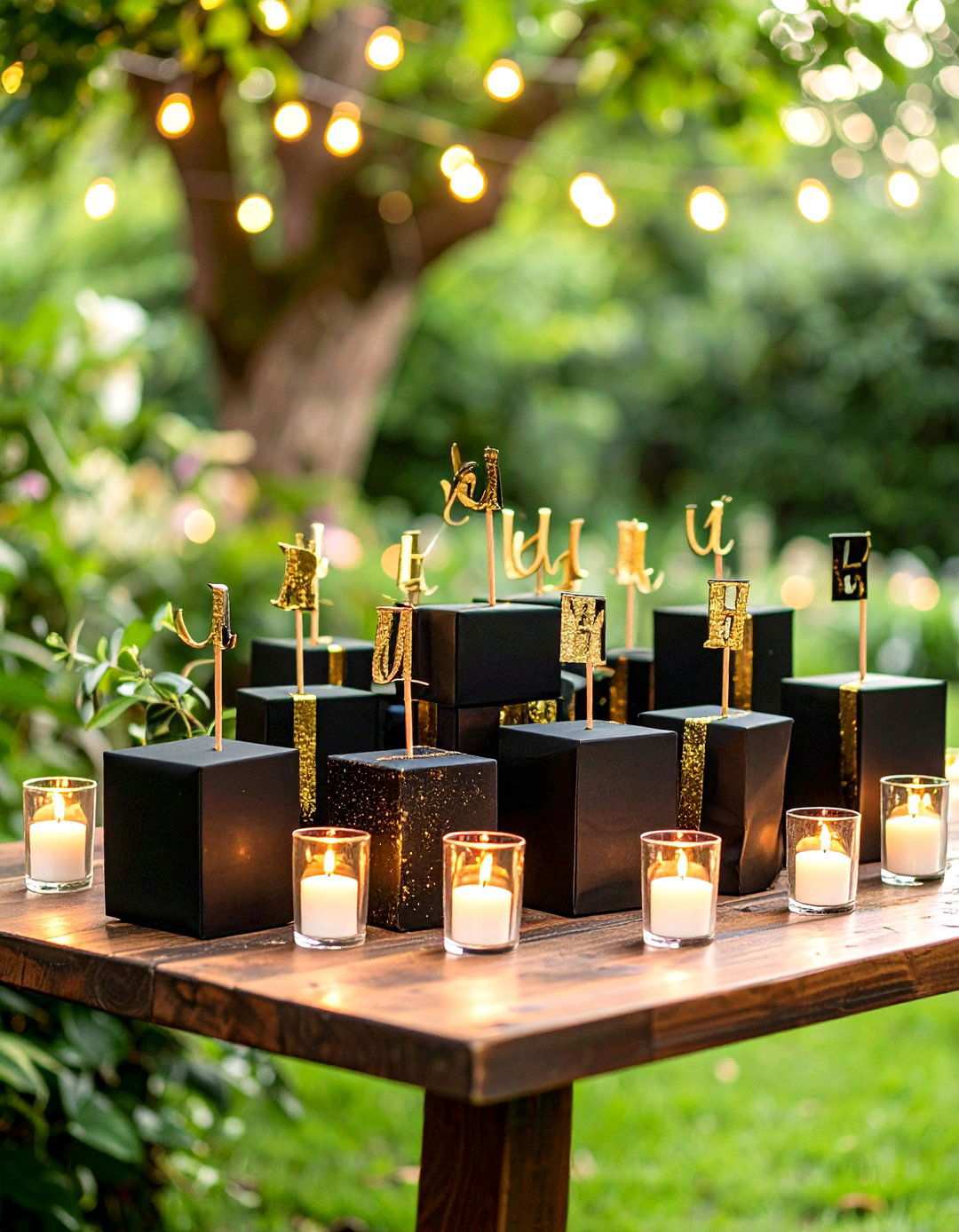 Monogram Graduation Centerpiece - 20 Black and Gold Centerpiece Ideas