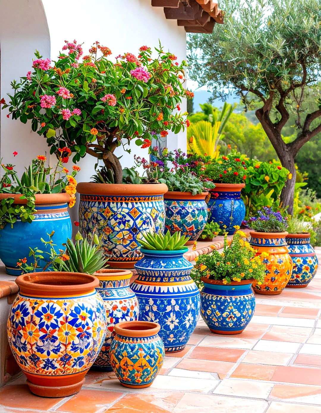 Mosaic Inspired Painted Pot Tessellated Beauty - 20 Painted Pot Ideas