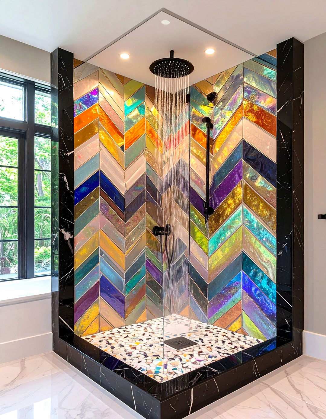 Mosaic Tile Accent Features - 20 Art Deco Bathroom Ideas