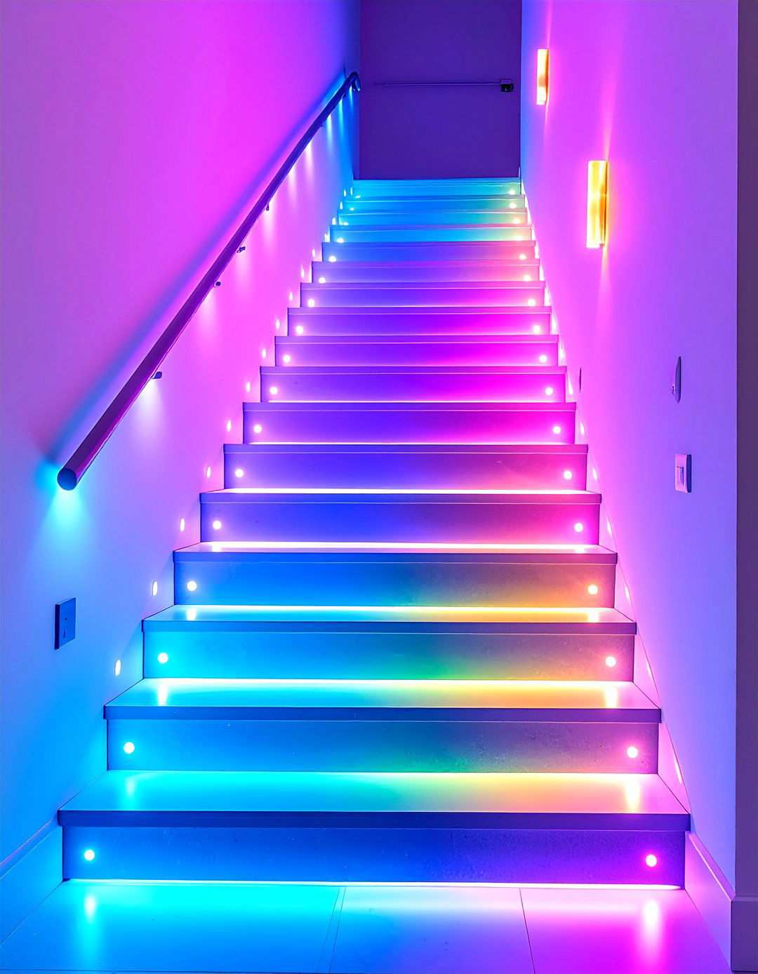 Motion Sensor Lighted Basement Stairs - 20 Basement Stair Ideas