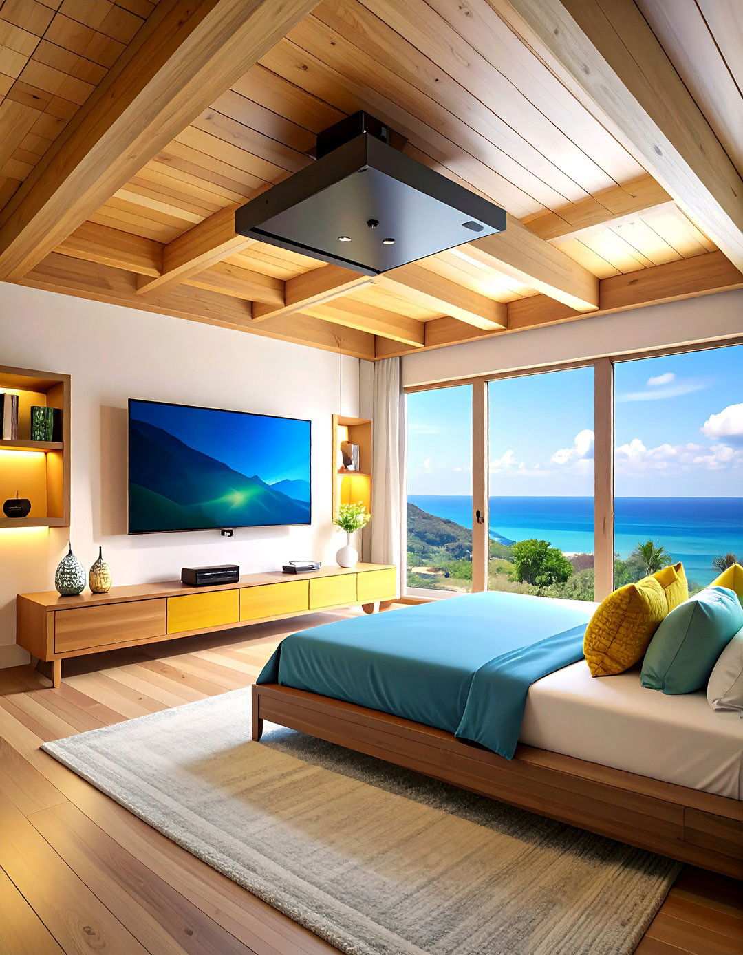 Motorized Ceiling Drop Down for a Bedroom TV - 20 Bedroom Tv Ideas