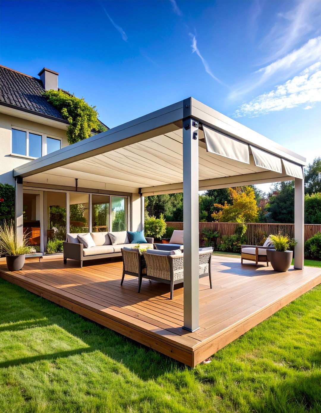 Motorized Retractable Covered Patio with Smart Controls - 20 Attached Covered Patio Ideas