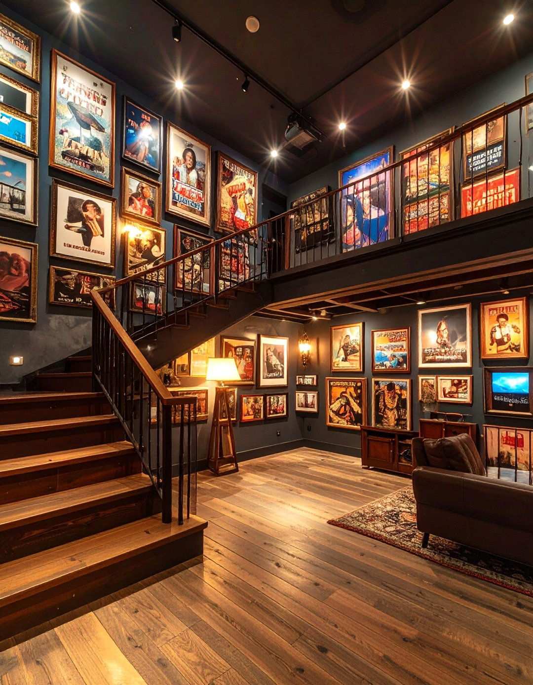 Movie Poster Gallery Walls for Authentic Basement Cinema Atmosphere - 20 Basement Home Theater Ideas