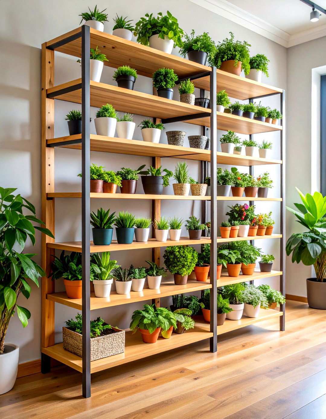Multi Level Plant Shelf Display Systems for Decorating With Plants - 20 Ways Decorating With Plants