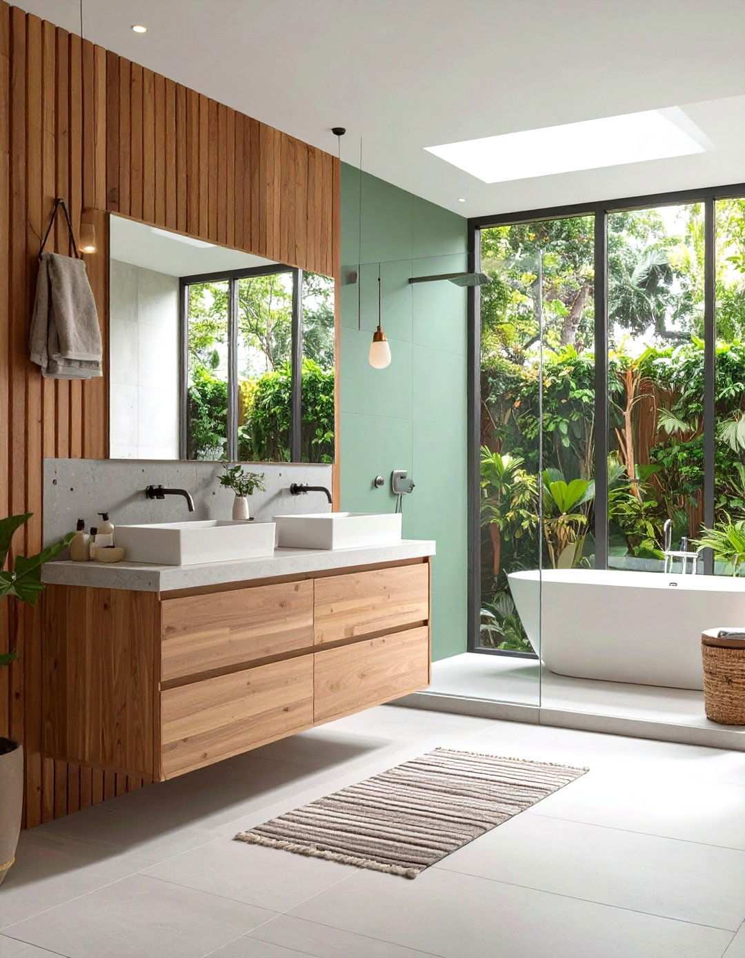 Multi Material Mix and Match Bathroom Wainscoting - 20 Bathroom Wainscoting Ideas