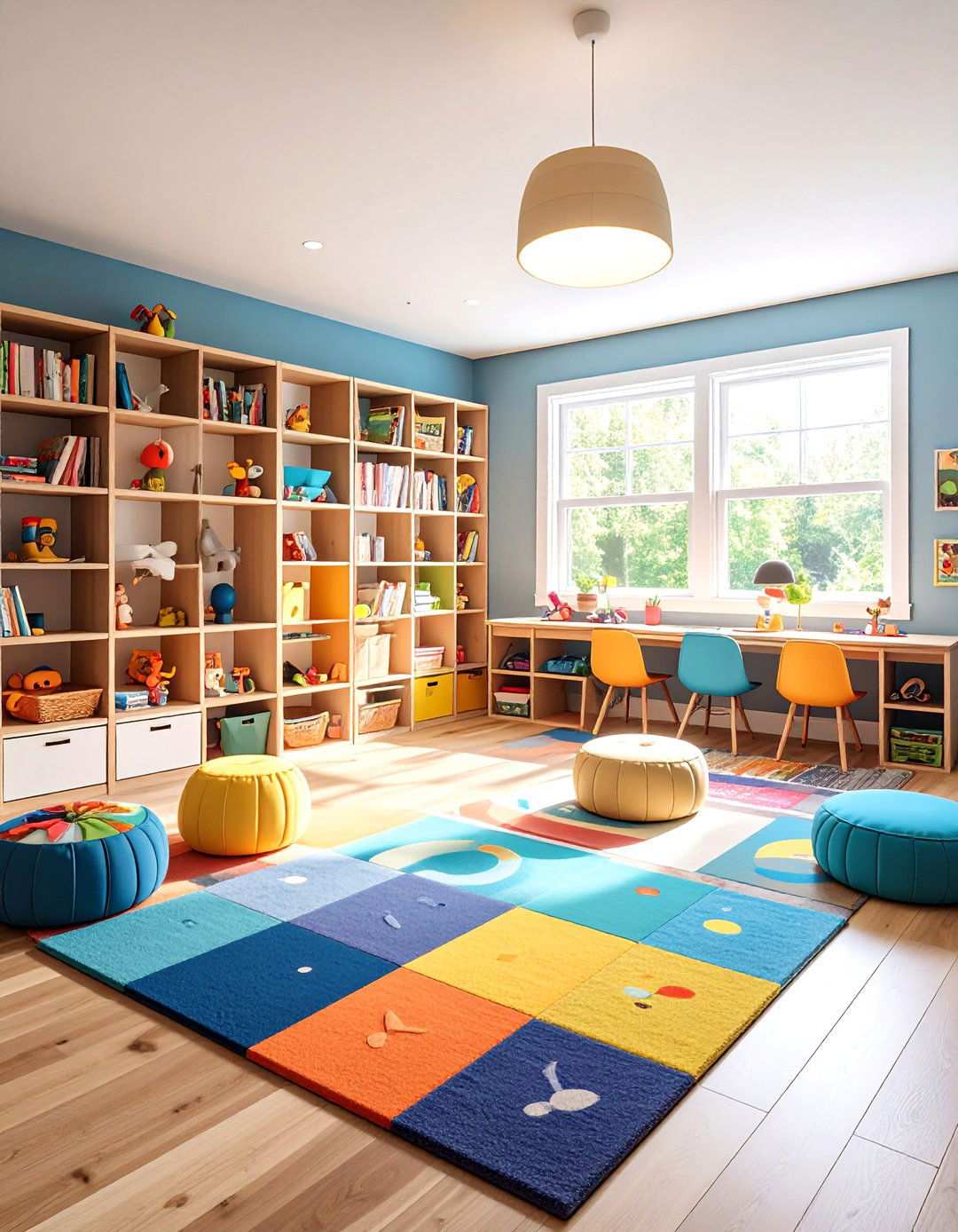 Multi Zone Basement Playroom Activity Areas - 20 Basement Playroom Ideas