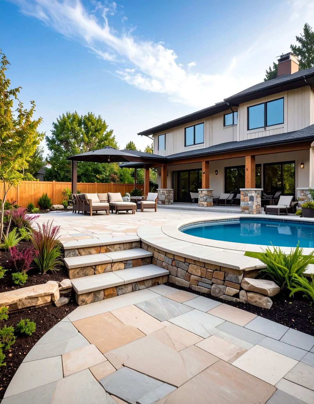 Natural Stone Backyard Hardscaping - 20 Backyard Ideas