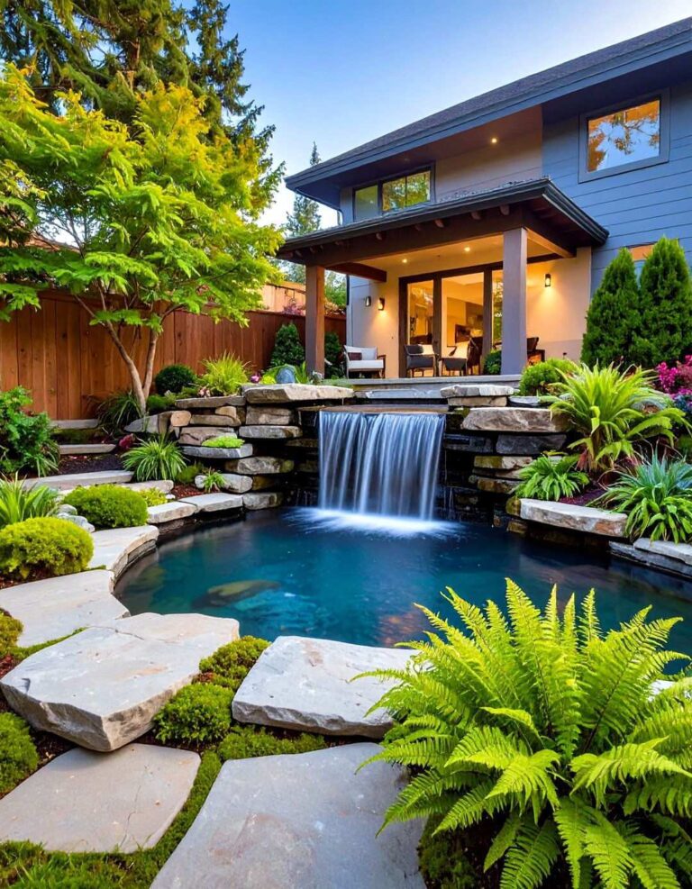 Natural Stone Cascade Backyard Waterfall - 20 Backyard Waterfall Ideas