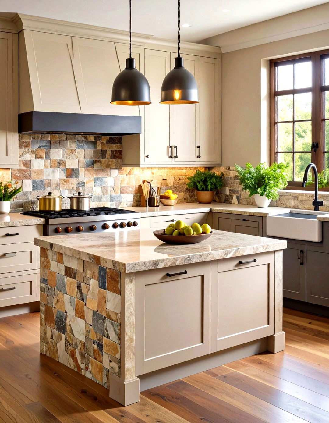 Natural Stone Mosaic Backsplash - 20 Backsplash Ideas for White Cabinets and Granite Countertops