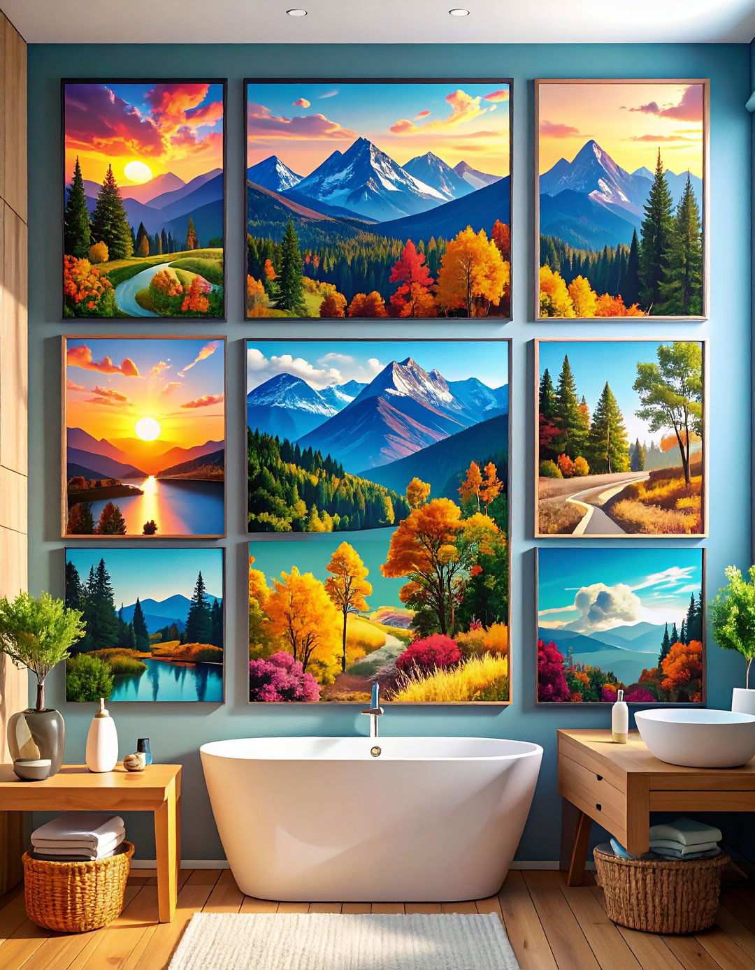 Nature Photography and Landscape Bathroom Art - 20 Bathroom Art Ideas