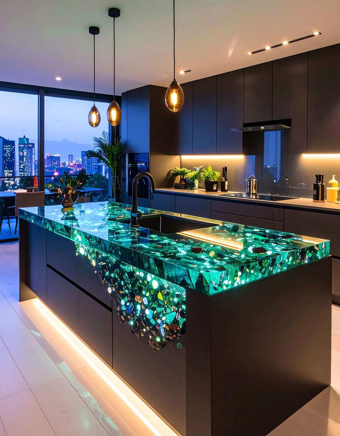Obsidian Recycled Glass Adds Eco Friendly Sparkle - 20 Black Kitchen Countertops