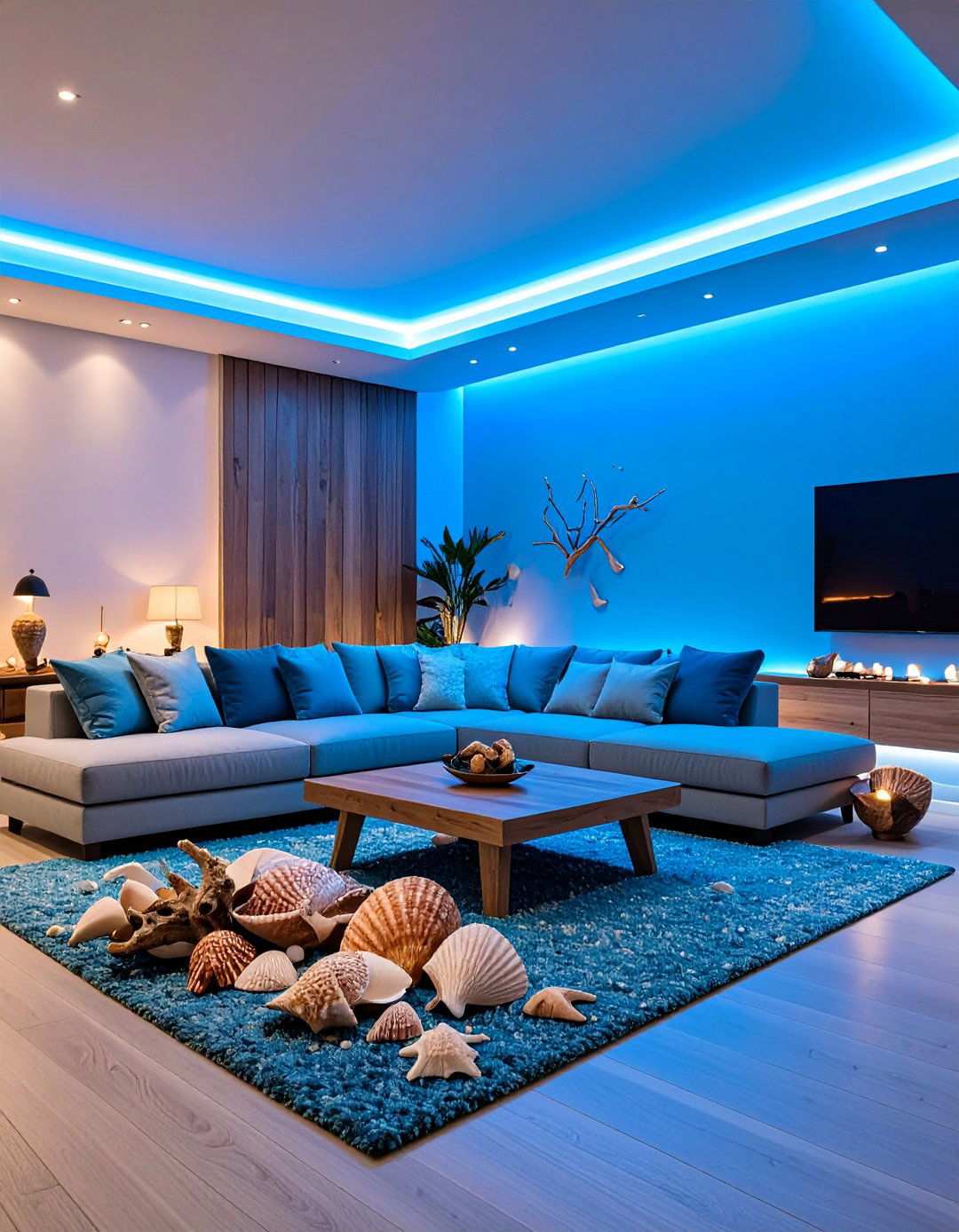 Ocean Paradise Blue Ambiance - 20 Aesthetic Room Ideas With Led Lights