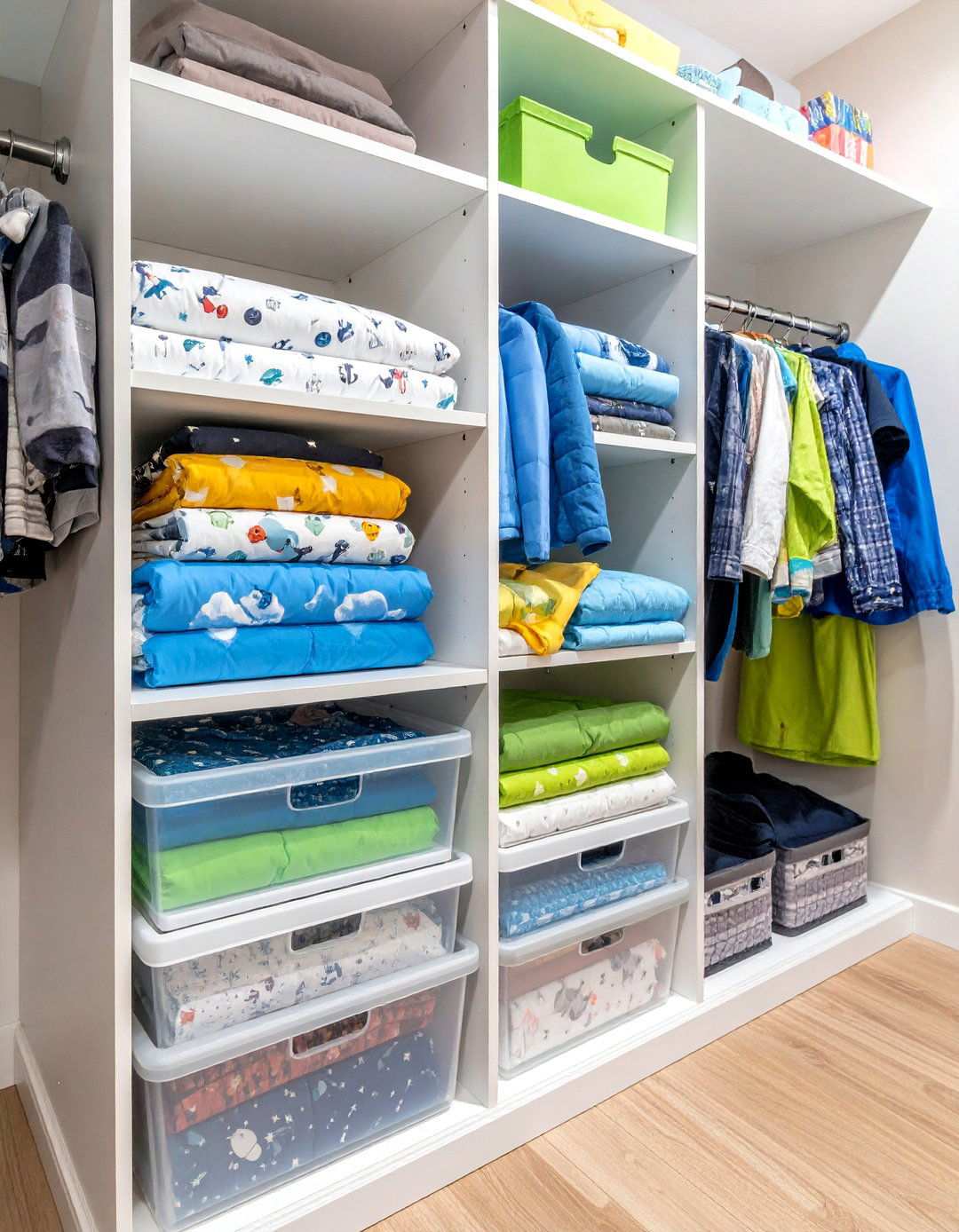 Open Baskets Under a Bench House Everyday Bedding - 20 Bedding Storage Ideas