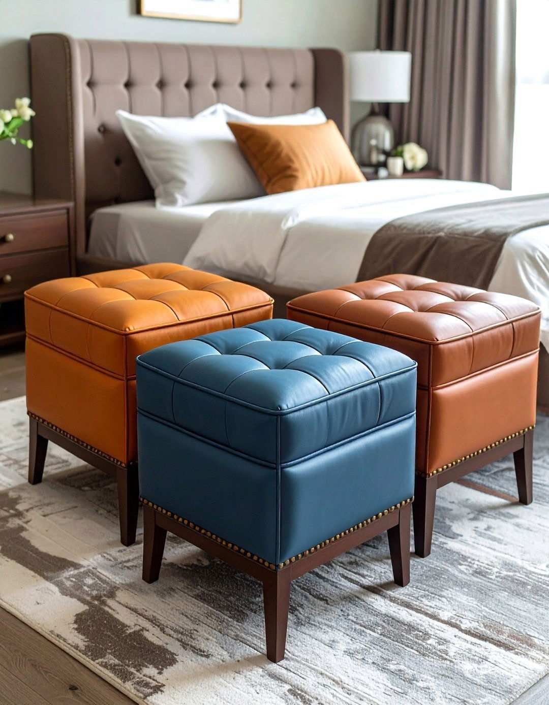 Ottoman Trio Bedroom Seating Area - 20 Bedroom Seating Area Ideas