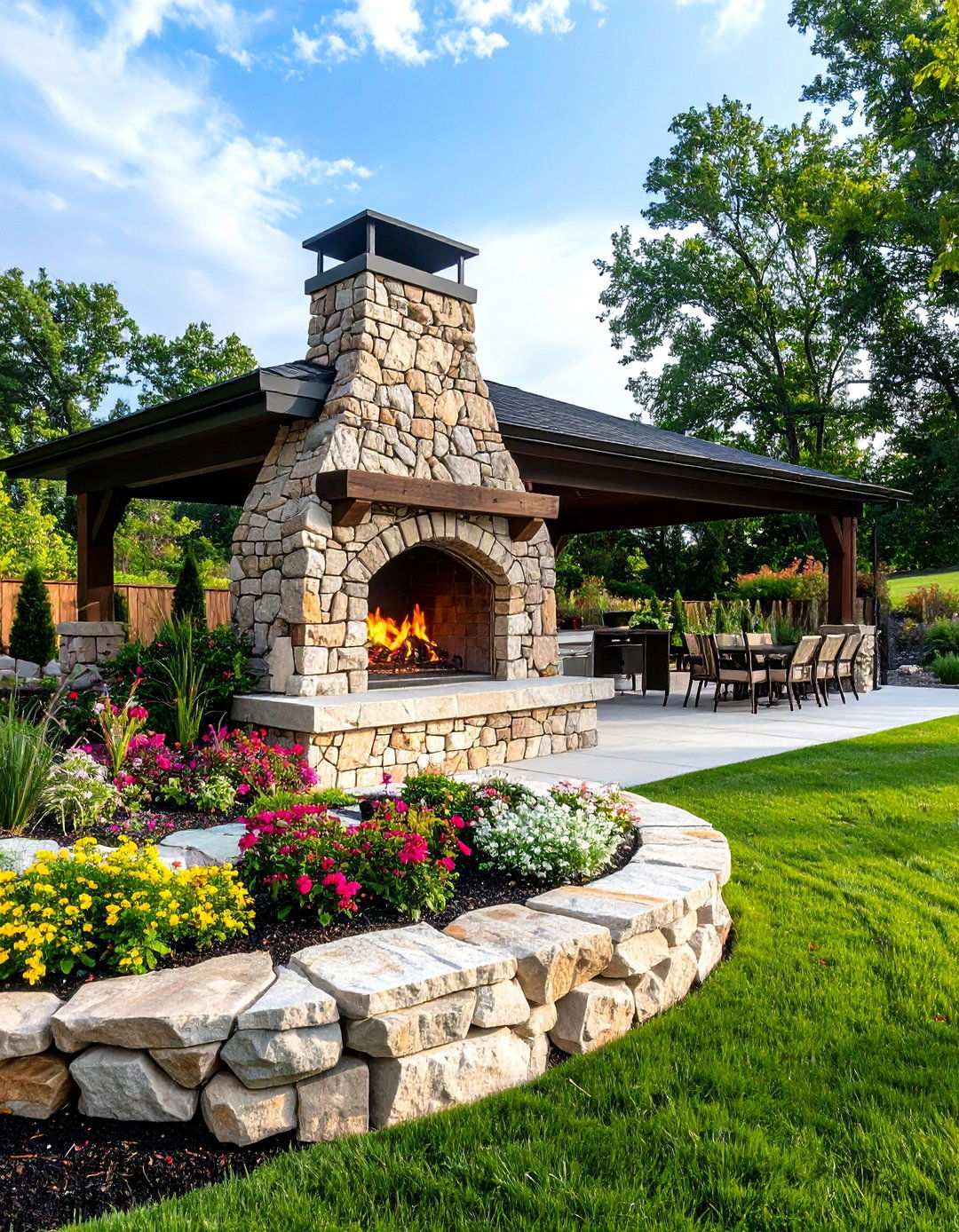 Outdoor River Rock Fireplace with Pizza Oven Integration - 20 River Rock Fireplace Ideas