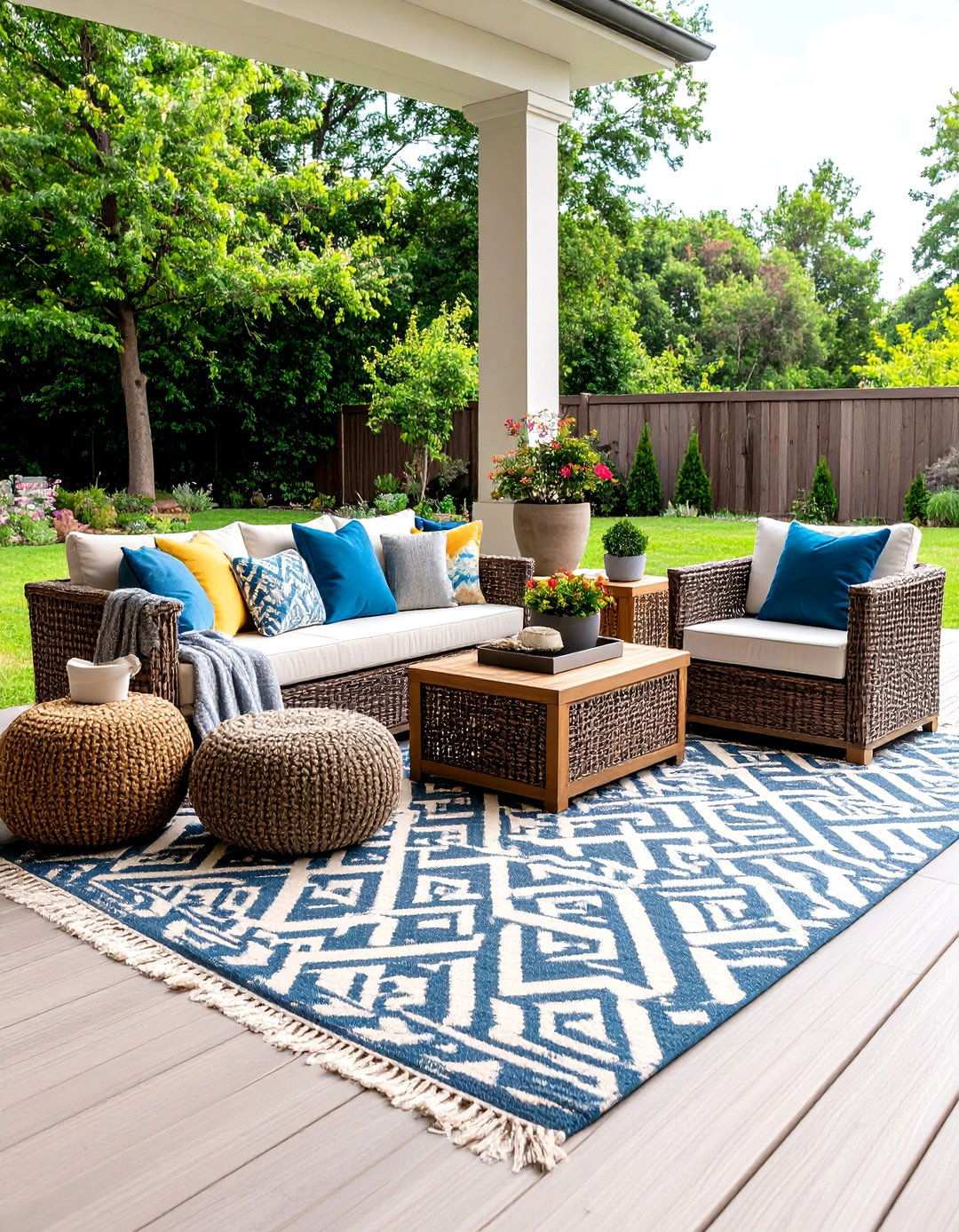 Outdoor Rugs and Textiles for Backyard Comfort - 20 Backyard Decor Ideas