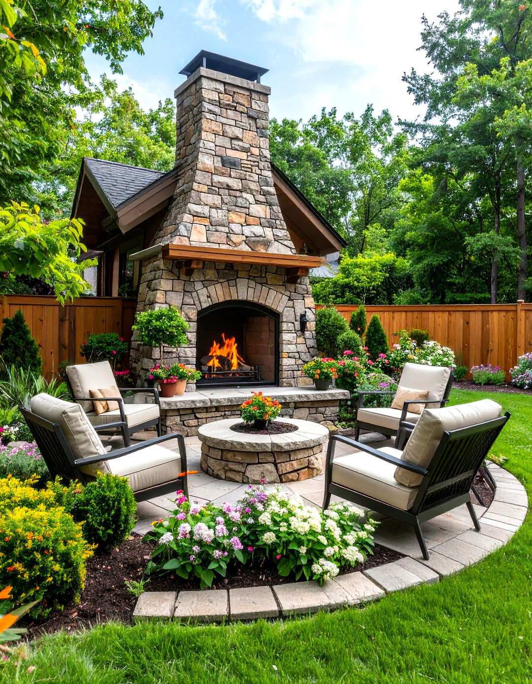 Outdoor Stacked Stone Fireplace - 20 Stone Fireplace Ideas