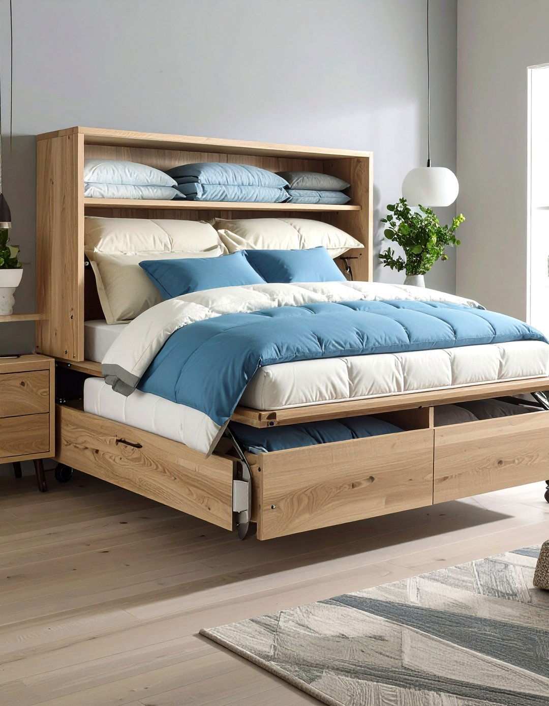 Over Door Pockets Hold Lightweight Bedding Sets - 20 Bedding Storage Ideas