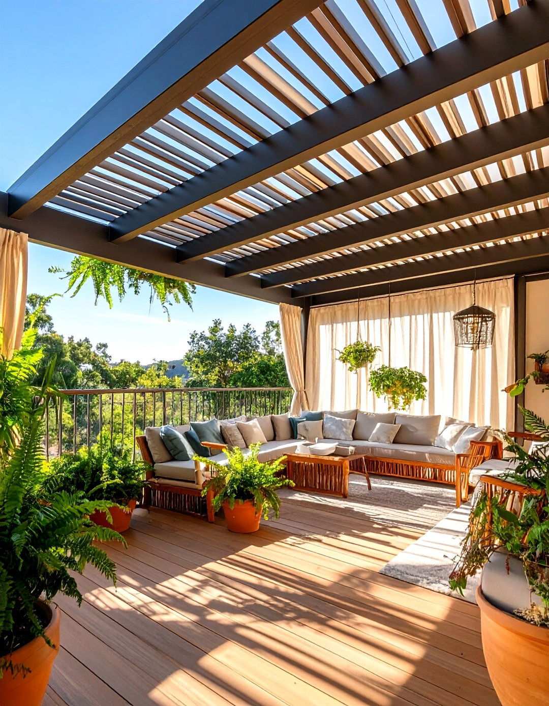 Overhead Pergola Coverage - 20 Balcony Deck Ideas
