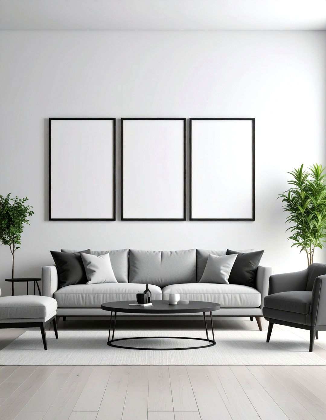 Oversized Artwork Elevates Living Room Walls - 20 Black and White Living Room Ideas