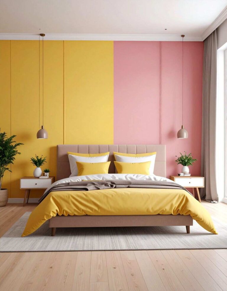 Painted Color Block Accent Wall - 20 Bedroom Accent Wall Ideas