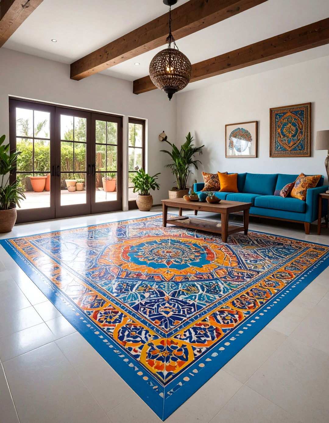 Painted Stenciled Basement Floor Budget Creativity - 20 Basement Floor Ideas