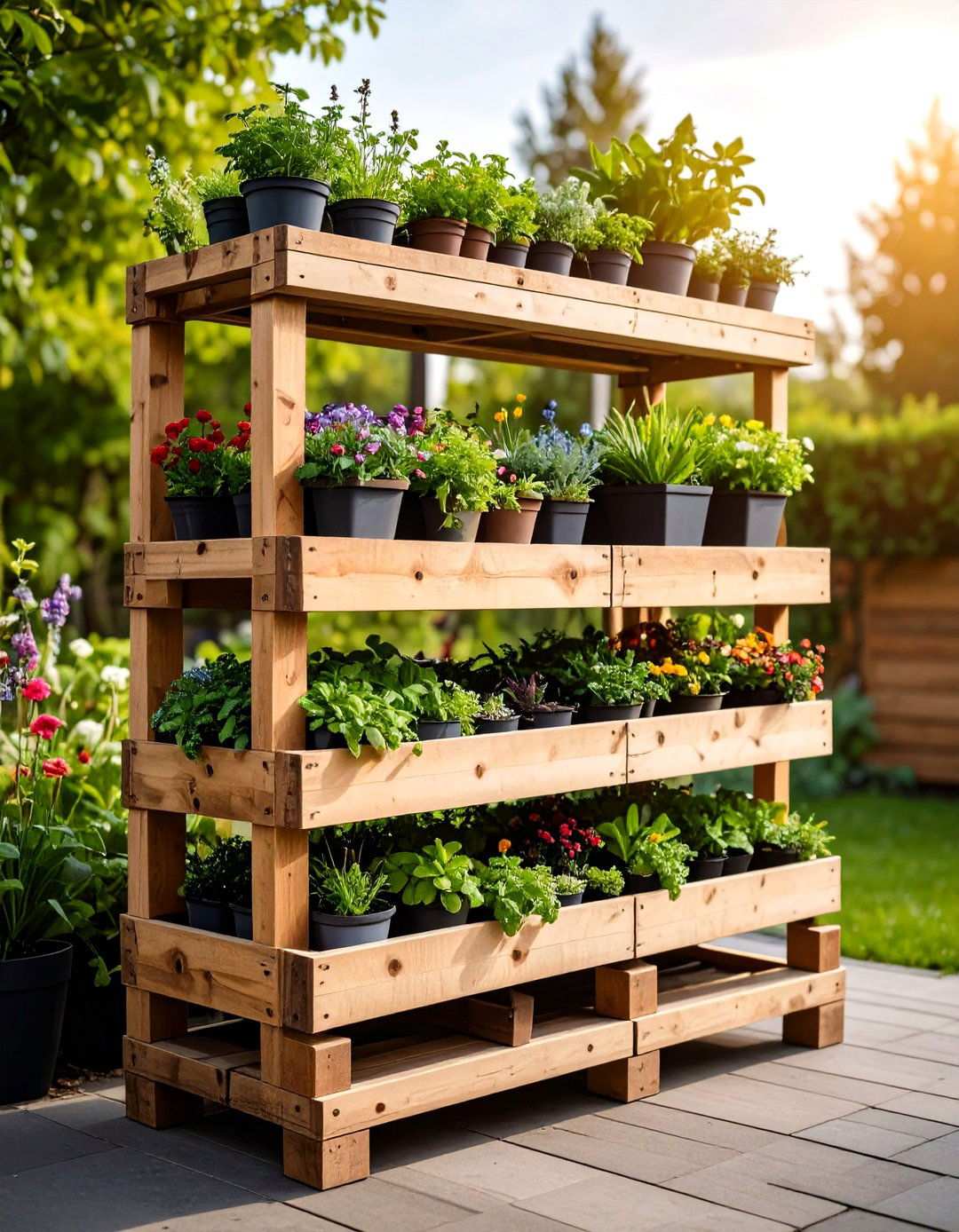 Pallet Plant Display Shelf - 20 Pallet Garden Ideas
