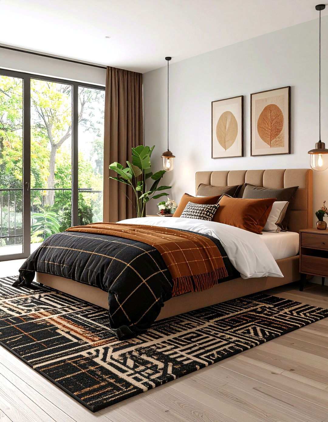 Pattern Mixing Gives Life to the Black and Brown Bedroom - 20 Black and Brown Bedroom Ideas