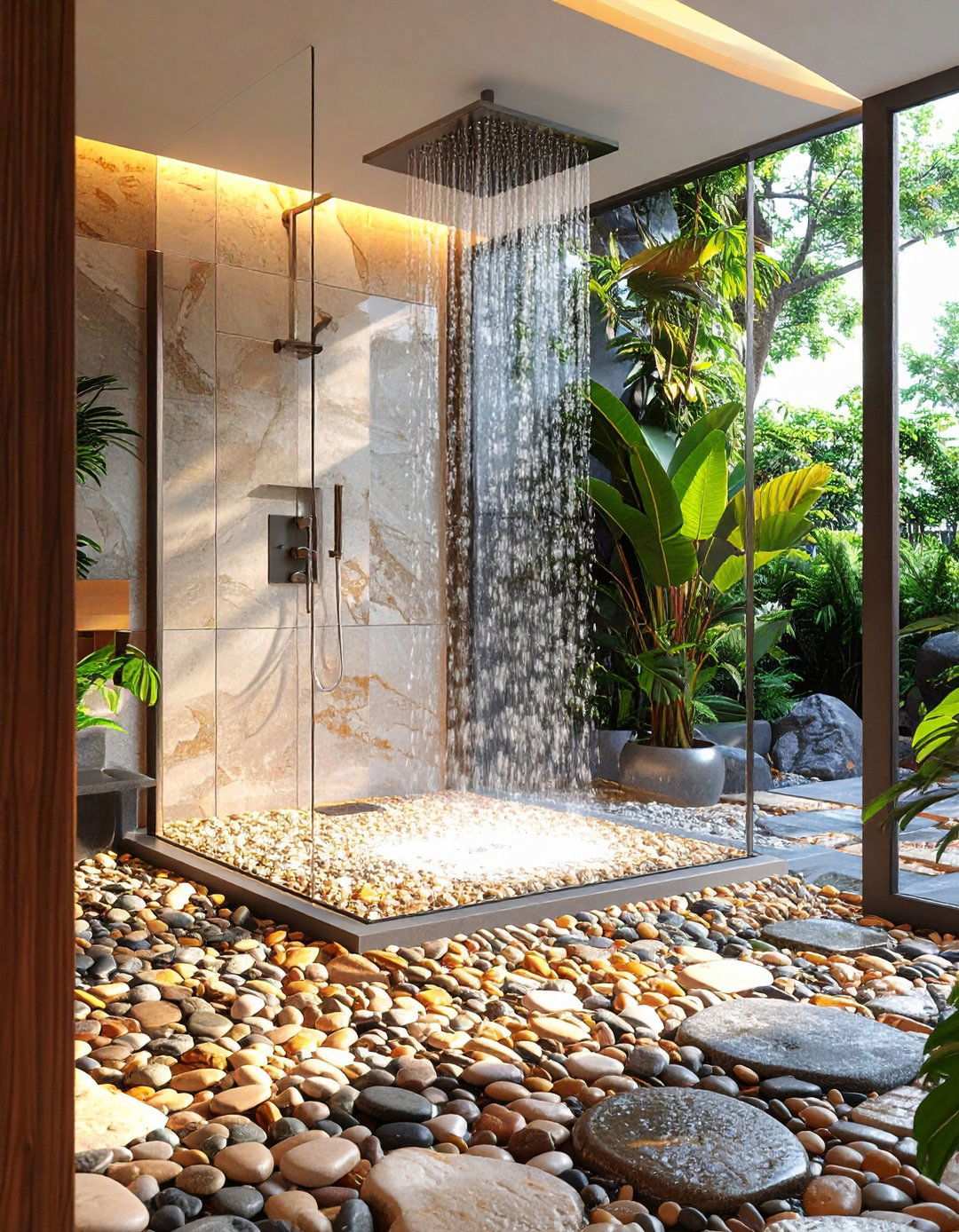 Pebble Floor Spa Shower - 20 Bathroom Shower Ideas