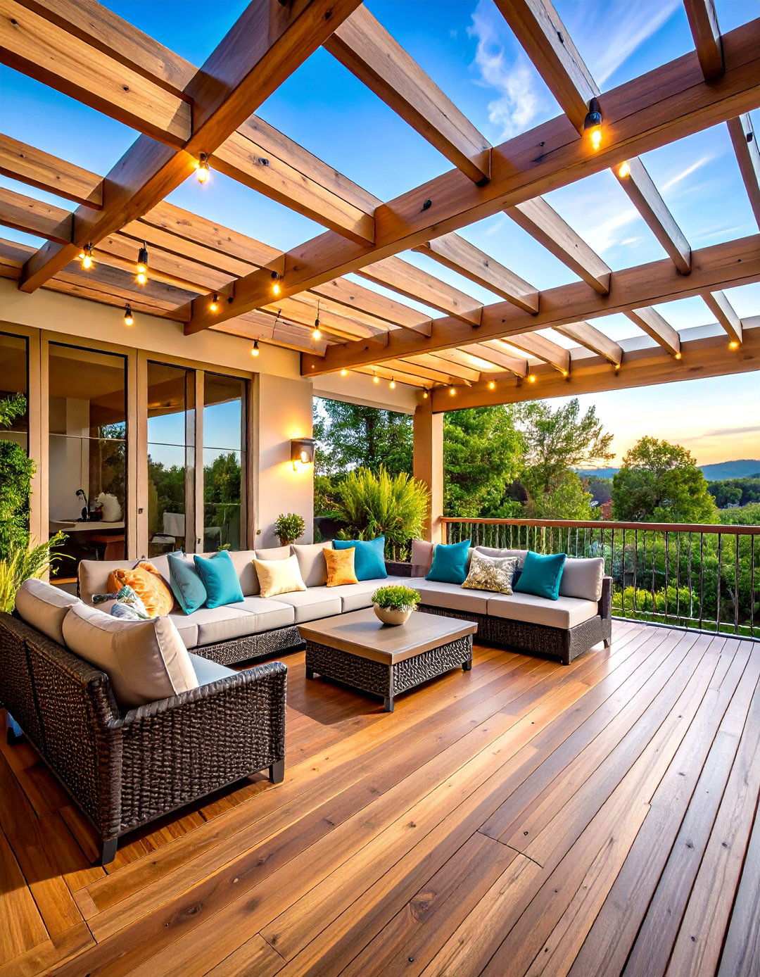 Pergola Covered Deck with Integrated Lighting - 20 2nd Floor Deck Ideas