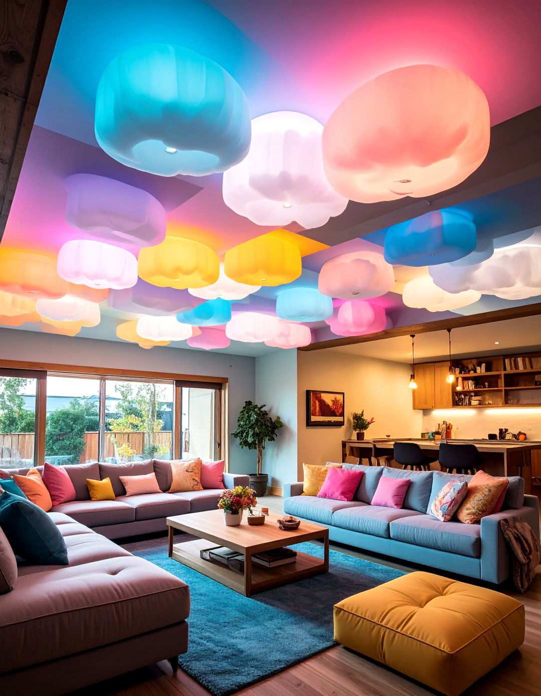 Photo Printed Panels Personalize the Ceiling - 20 Basement Drop Ceiling Ideas