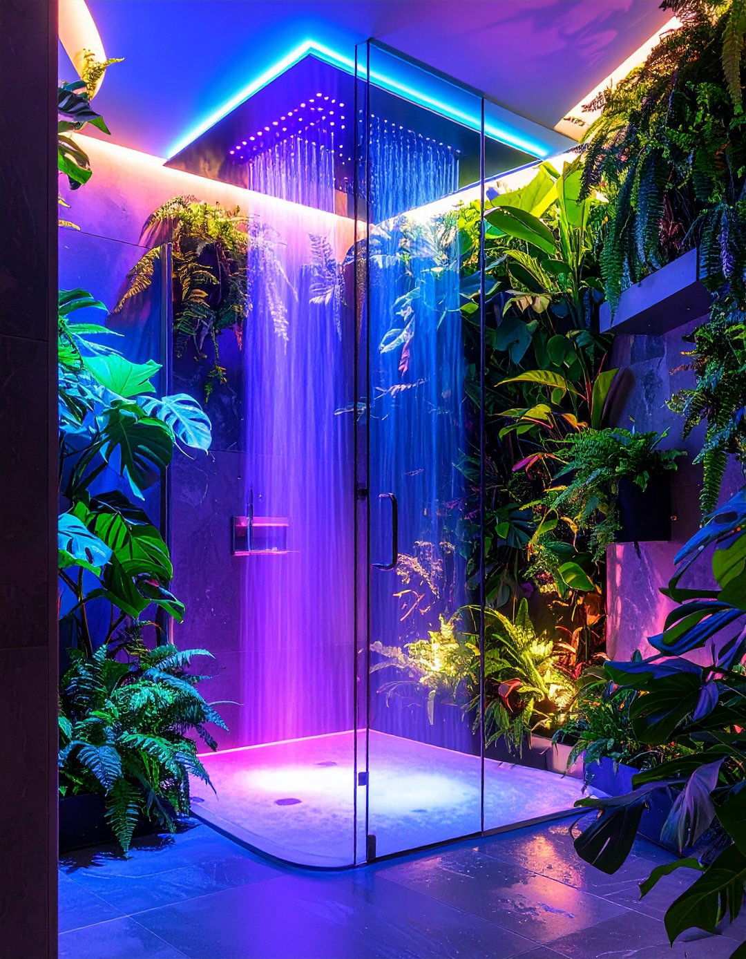 Plant Filled Rainforest Shower - 20 Bathroom Shower Ideas
