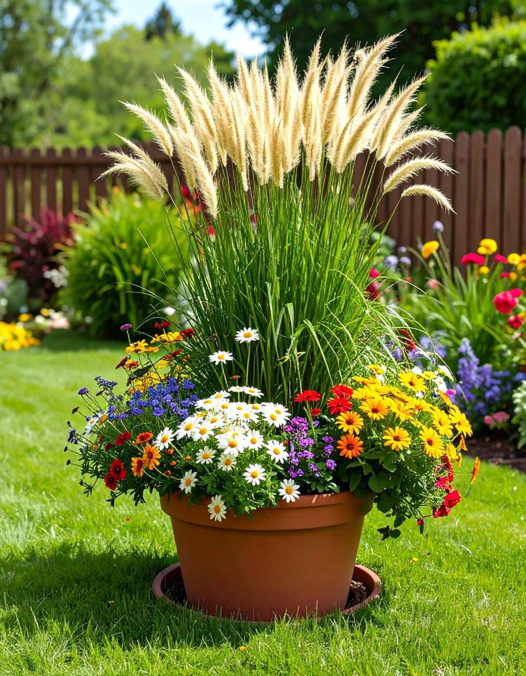 Plant Grasses for Height in Your Potted Plant Arrangement - 20 Potted Plant Arrangement Ideas