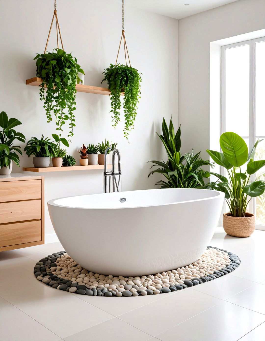 Plant Lined Bathtub Ledge for Biophilic Calm - 20 Bathtub Ideas