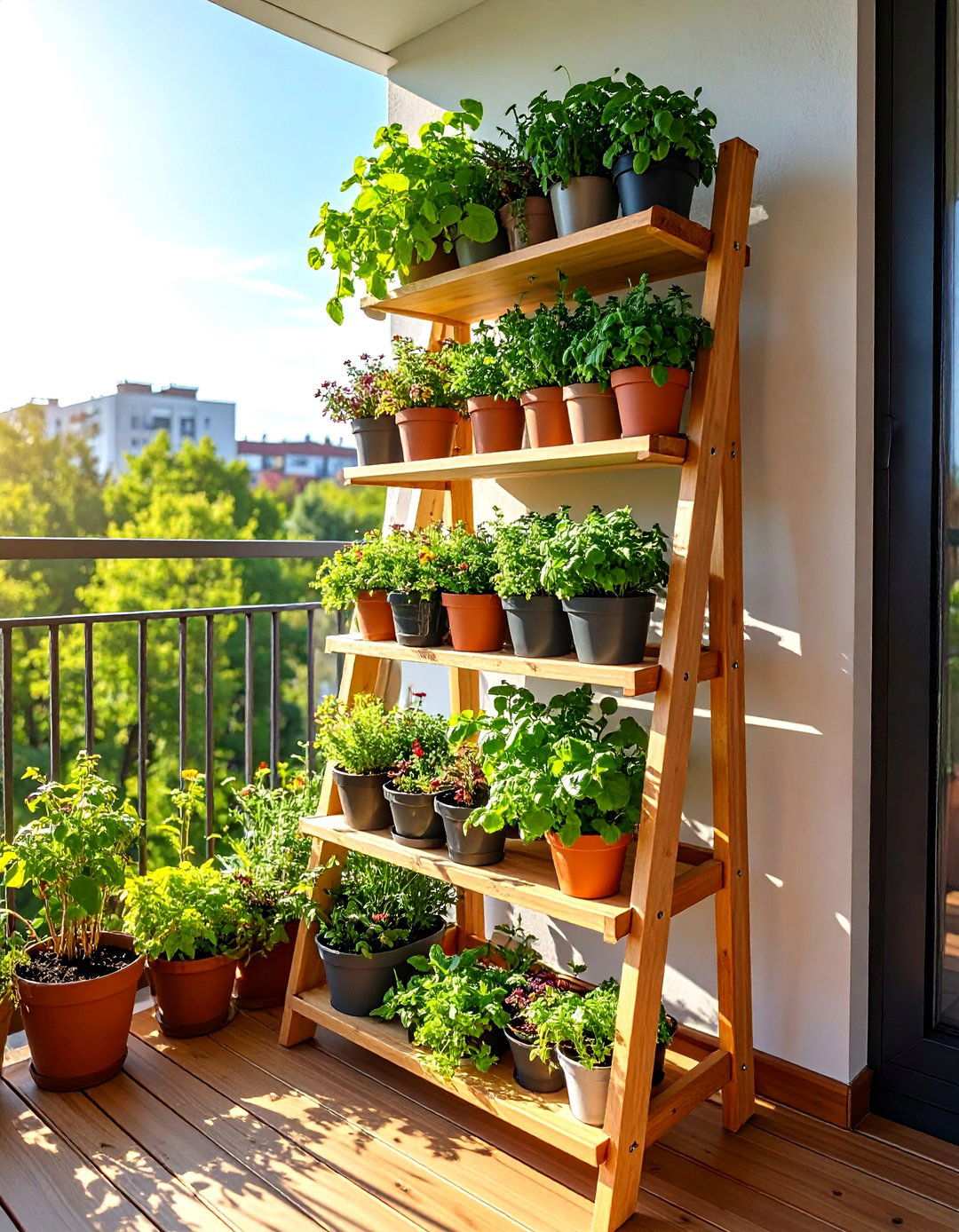 Plant Stand Displays for Organized Balcony Gardens - 20 Balcony Ideas
