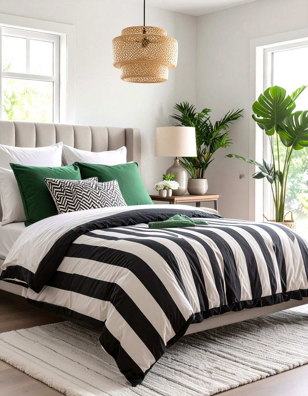 Play with High Contrast Patterns - 20 Black and White Bedroom Ideas
