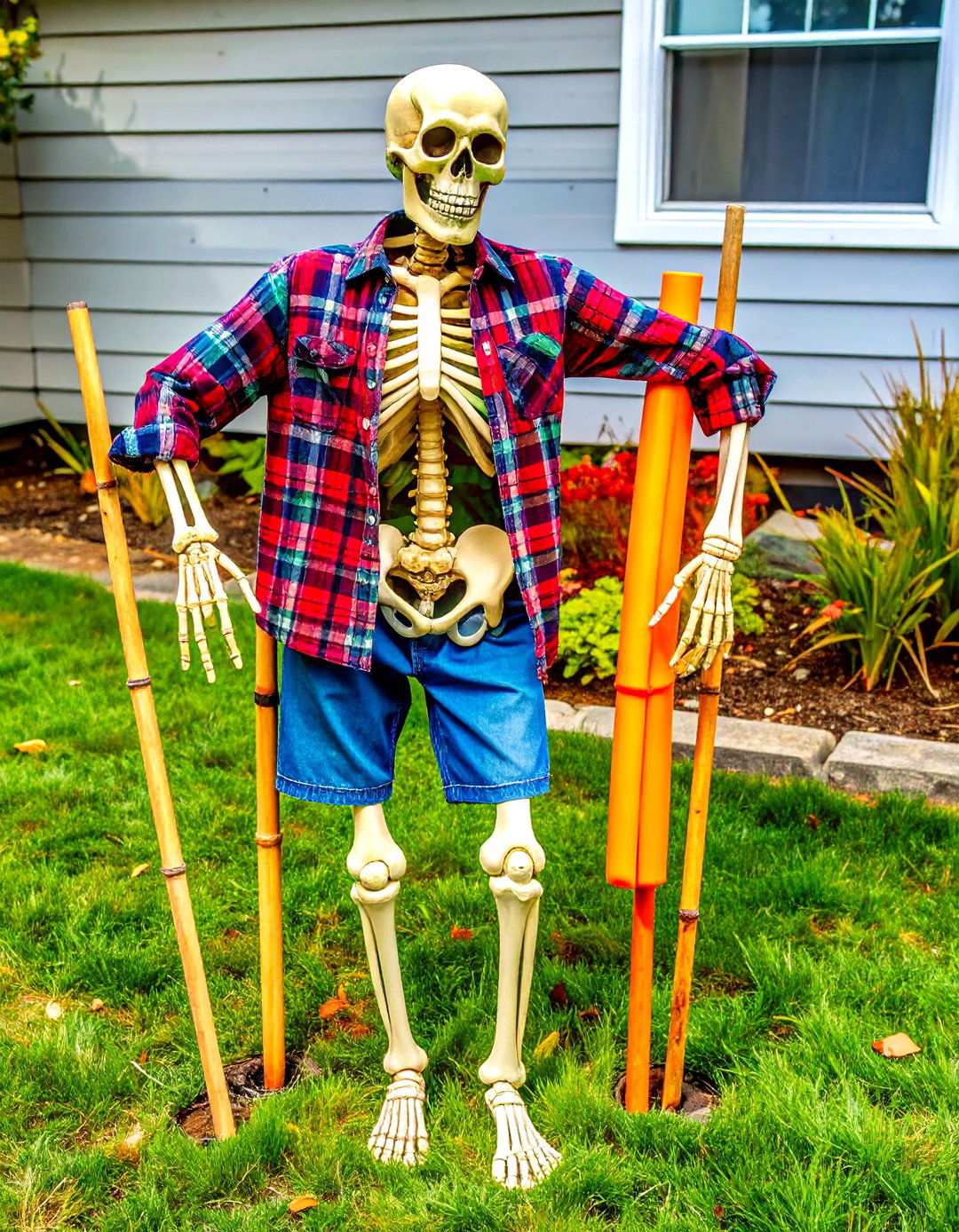 Pool Noodle Skeleton Scarecrow - 20 Garden Scarecrow Ideas