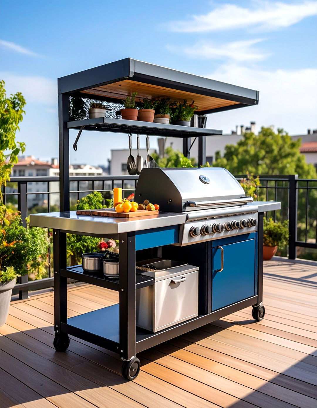 Portable Outdoor Kitchen Setup - 20 Balcony Deck Ideas
