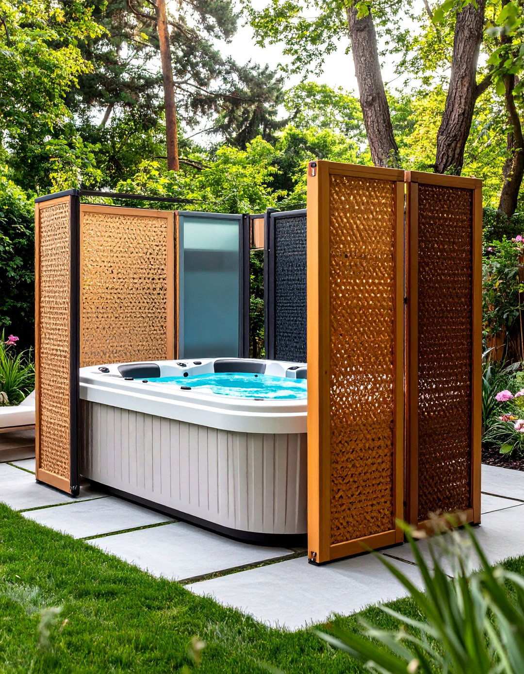 Portable Privacy Panels for Flexible Hot Tub Screening - 20 Backyard Hot Tub Privacy Ideas