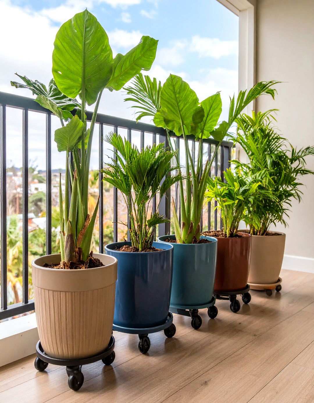 Potted Green Giants for Living Privacy Walls - 20 Balcony Privacy Ideas