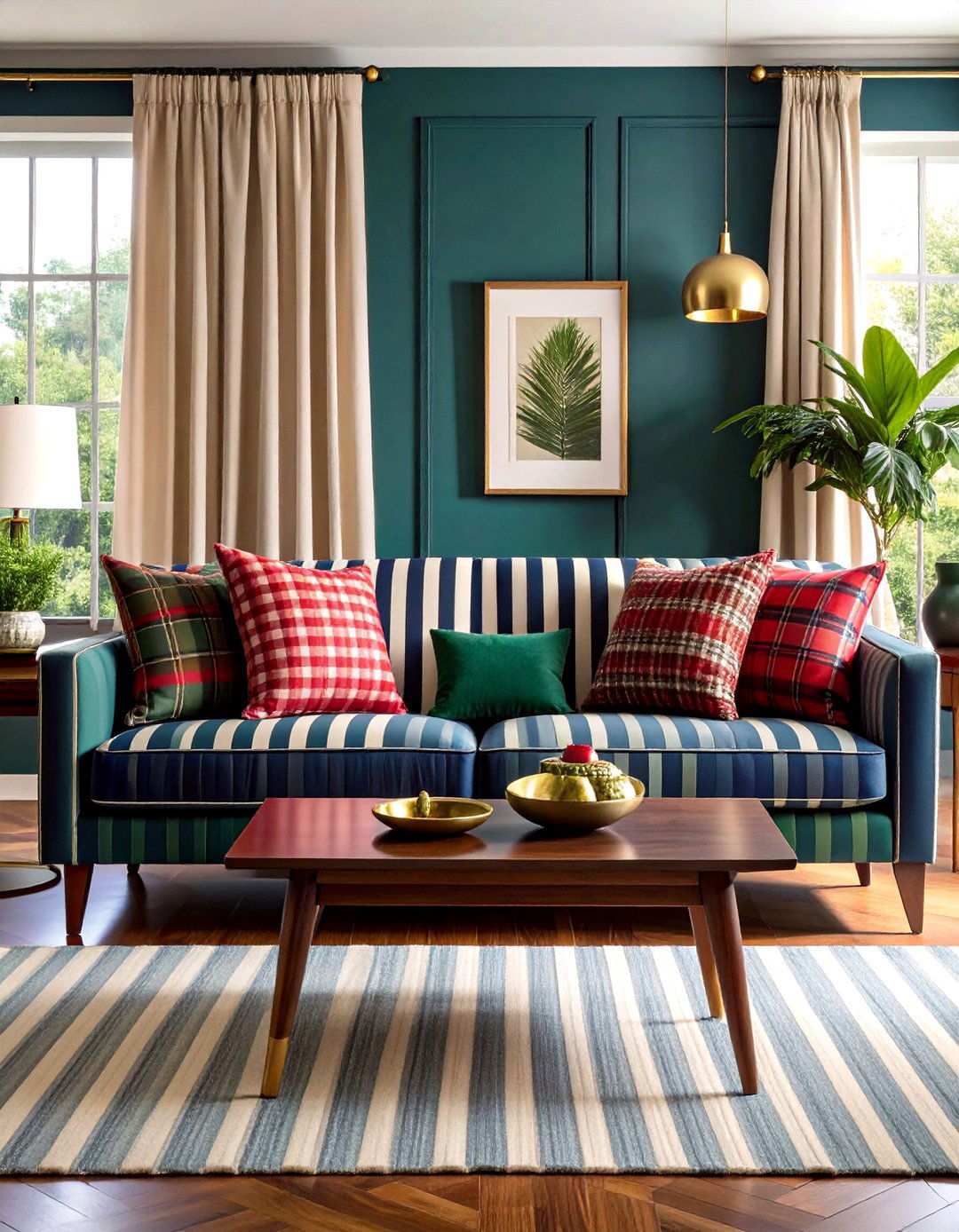Preppy Living Room with Stripes and Plaids - 20 1980s Living Room  Ideas