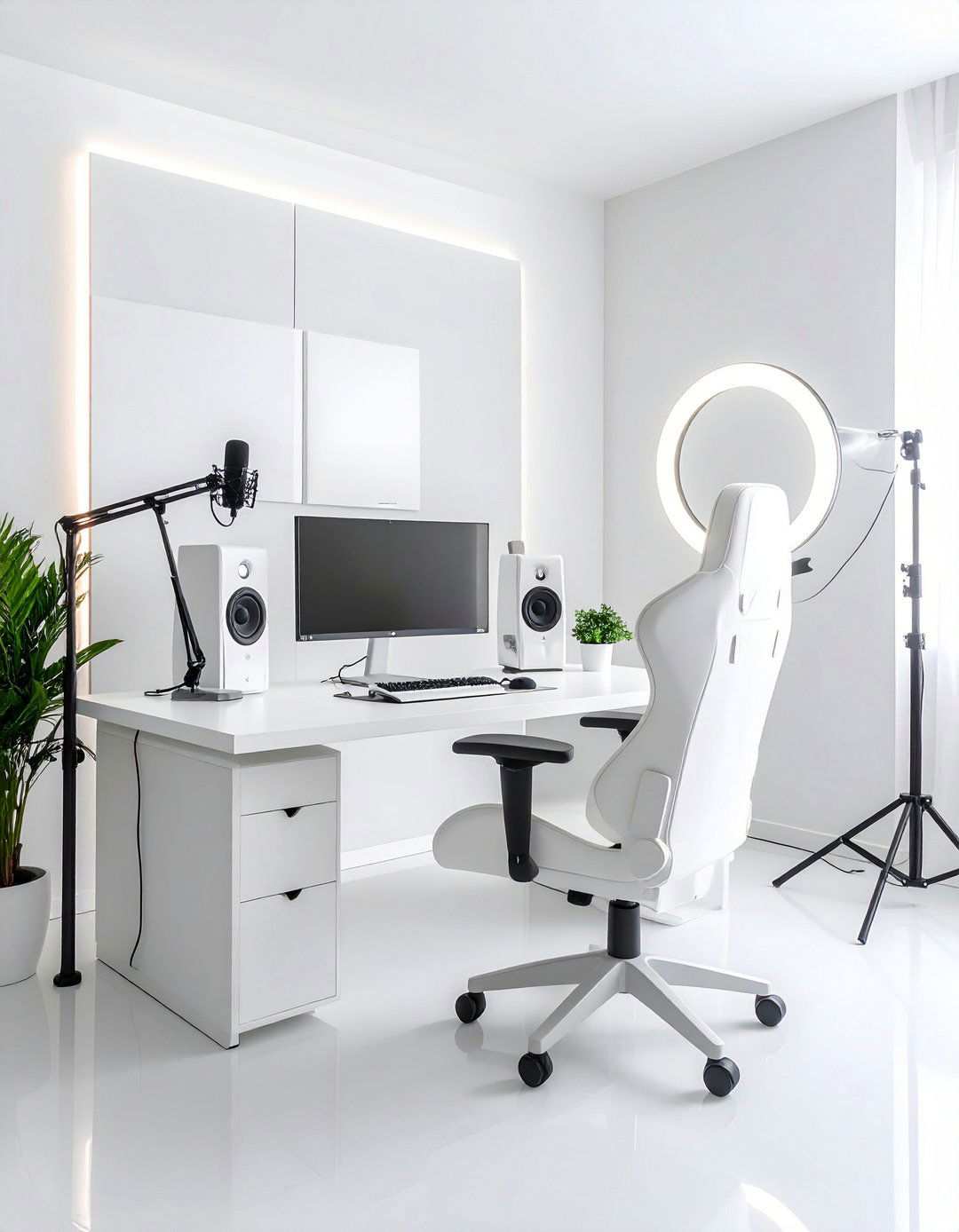Professional White Gaming Setup for Streaming - 20 All White Gaming Setup Ideas
