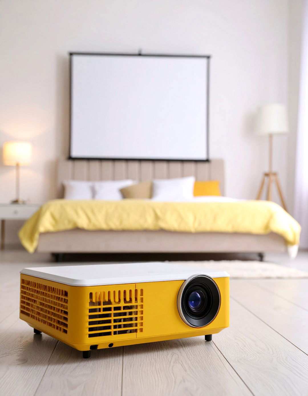 Projector and Retractable Screen Instead of a Bedroom TV - 20 Bedroom Tv Ideas