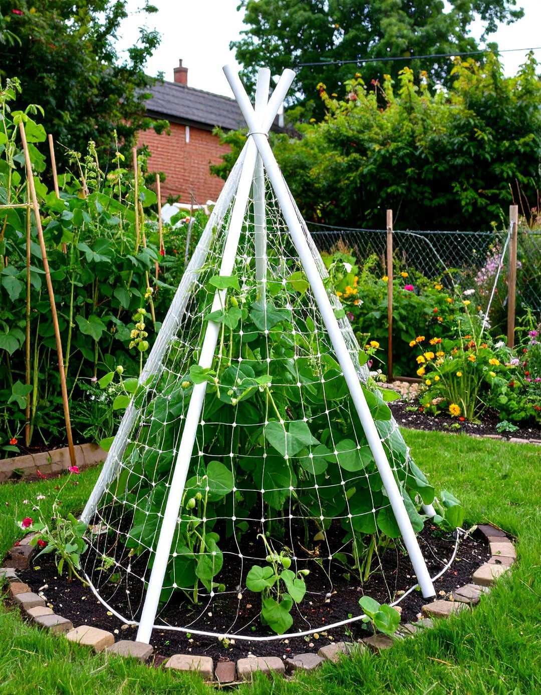 PVC Teepee and Netting - 20 Vegetable Garden Fence Ideas
