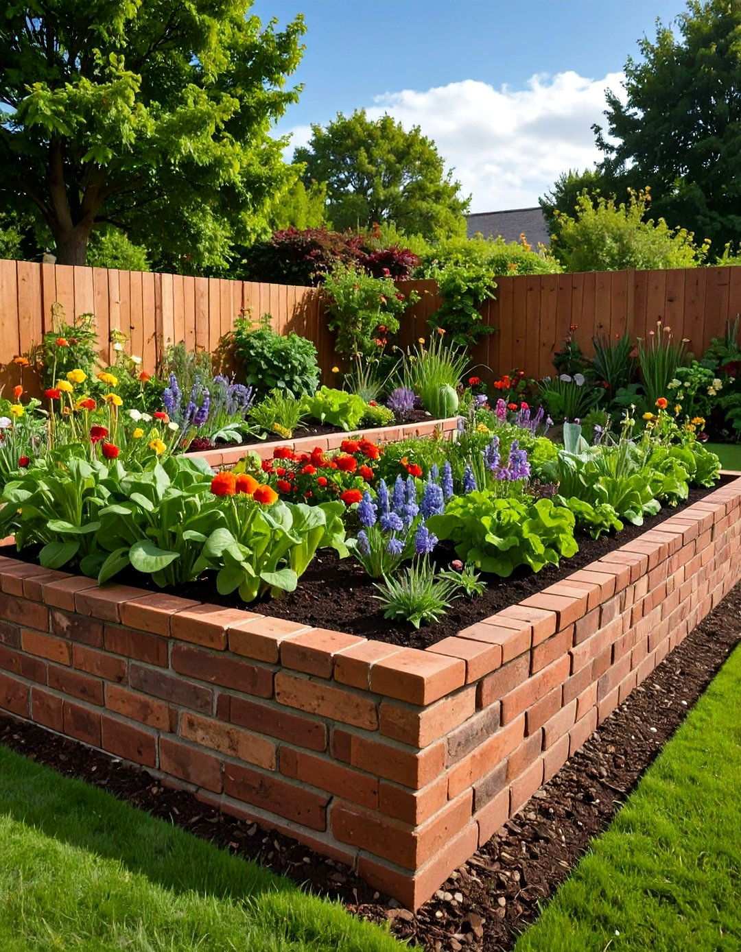 Reclaimed Brick Raised Garden Bed - 20 Inexpensive Raised Garden Bed Ideas