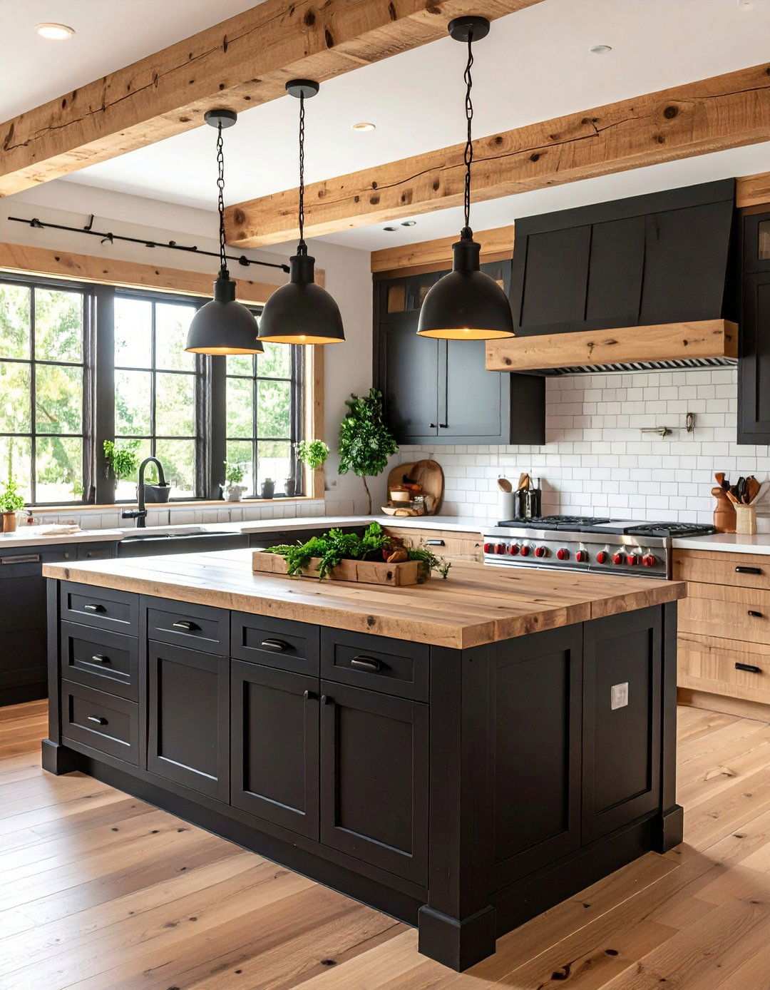 Reclaimed Texture for Earthy Interest - 20 Black Kitchen Cabinet Ideas